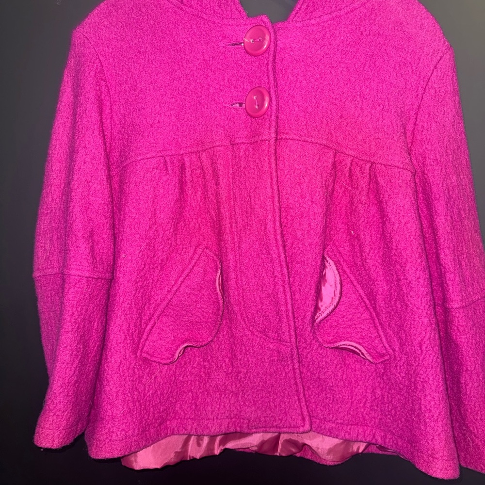 Cato Pink Pea Coat with Plush Wool and Flared Silhouette